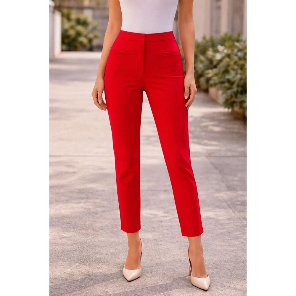 CLUB MONACO PANTS WOMENS Sz 6 AVEREE TROUSER SLIM Red NEW office casual career